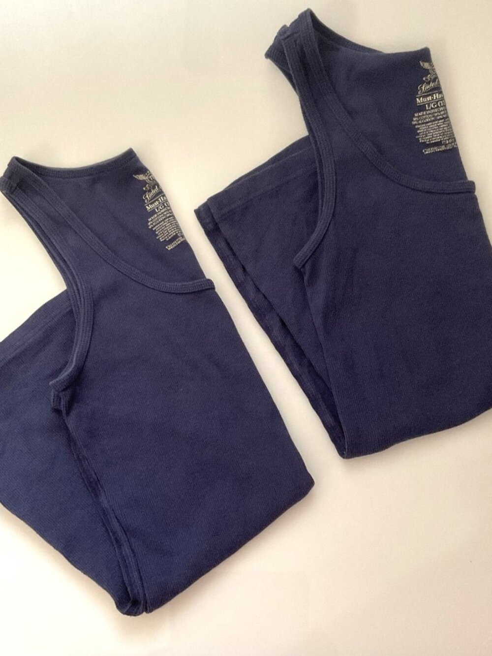 MUST HAVE BLUE RIBBED TANK TOPS BUNDLE (SET OF 2) - SIZE L 12-14 - Picture 1 of 16